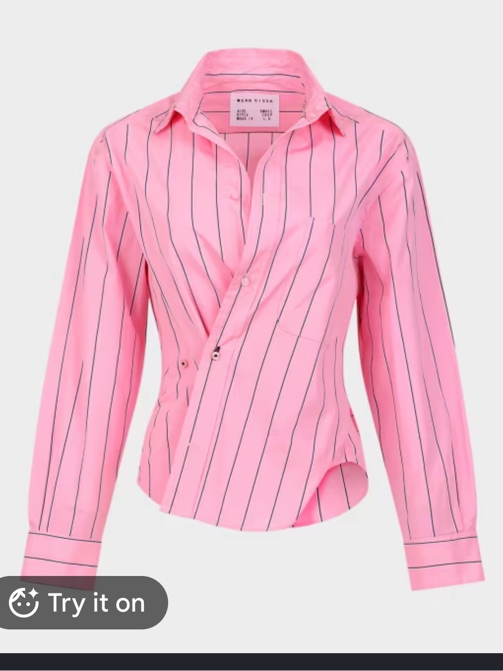 Wear Cissa Pink w/black Stripe Button-Down Shirt w/ side button